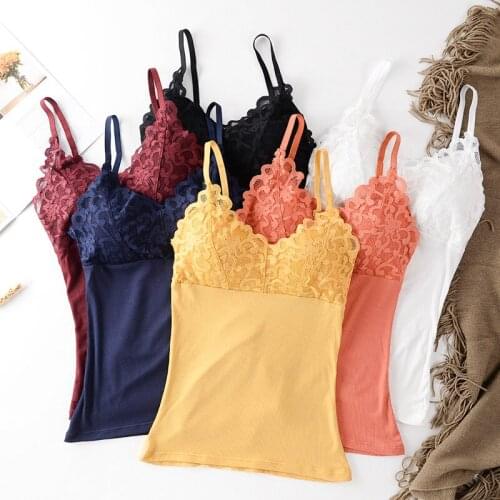 Richkeda Store New2021 Lace Cotton Vest Tops Women Lingerie Pad Sleeveless Straps Print Undefined Tube Tank Top One-piece Female