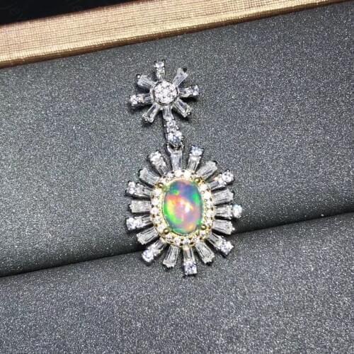 Natural Opal Necklace 925 Silver Womens Necklace Super Shiny Luxury Atmosphere Banquet Essential Jewelry