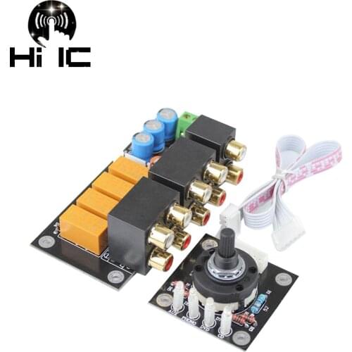 RCA Audio Switch Input Selection Board Lotus Seat Stereo Relay 4-way Audio Input Signal Selector Switching Amplifier DIY