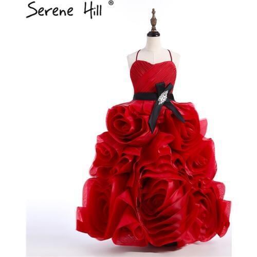Baby Flower Girl Dresses Red Rose Flowers Organza Sexy Sleeveless Flower Girl Dress Plus Size Custom Made 2020 HTA0016