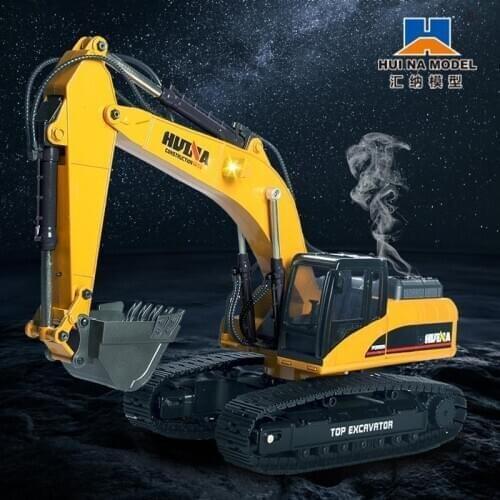 Huina 1580 RC Excavator Full Alloy 23CH Remote Control Truck 2.4G Radio Controlled Machine Metal Car Toys for Boy Newest Version