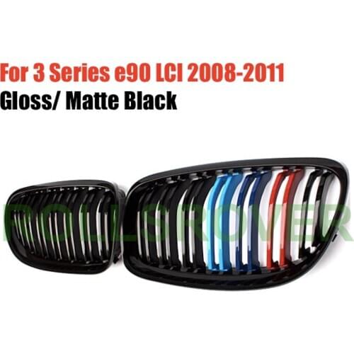 ROLLSROVER Front Bumper Grille Grill For 3 Series e90 LCI 2008-2011 3 Colors Double Strip Car Styling