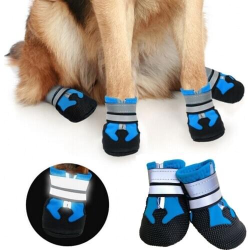 S-XXL Winter Pet Shoes Paw Protector Warm Non-Slip 4Pcs/Set Outdoor Snow Labrador Husky Reflective Boots For Medium Large Dogs