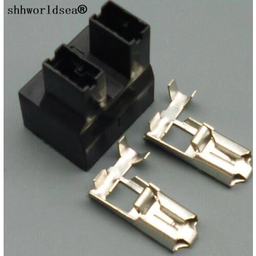 Shhworldsea 2pin 6.3mm auto unsealed housing cable electrical wiring harness Gender Sleeve Connector car Busses Coupler Plug