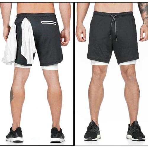 Men Shorts Running Fitness Short Pants Gyms Jogger Track Shorts Sportswear Tracksuit Multiple Pockets Quick Drying Polyester