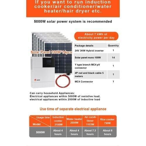 Solar Panel Full Set 3000w 5000W 6000W 8000W 24v 48V to 220v 230V AC Hybrid Inverter MPPT 3KW 5KW 6KW 8kW Solar Home System