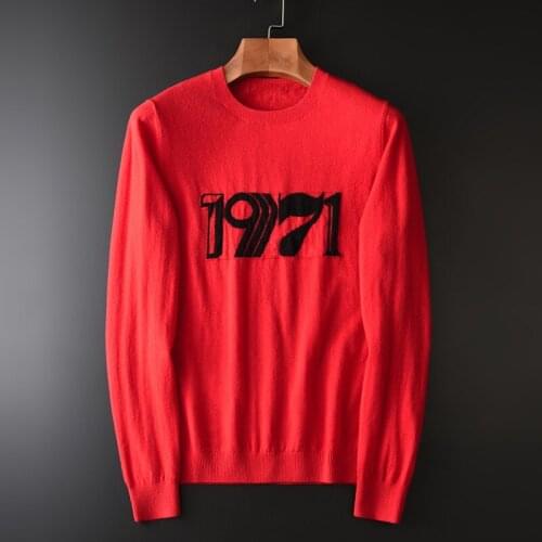 New Wool Mens Sweaters Luxury Letter Jacquard Round Collar Sweater Male Autumn And Winter Slim Fit Sweaters Man Plus Size 4xl