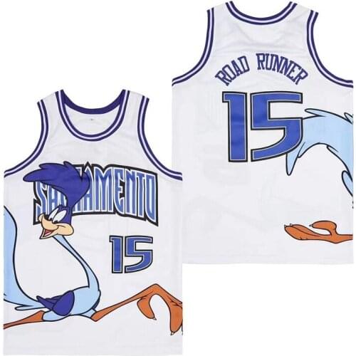 BG basketball jerseys 15 ROAD RUNNER jersey Embroidery sewing Outdoor sportswear Hip-hop culture movie white 2021
