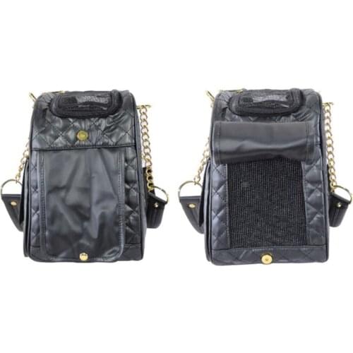 Comfortable Luxury Fashion Dog Carrier PU Leather Travel Carrying Portable Handbag Foldable for Outdoor Travel Walking Hiking