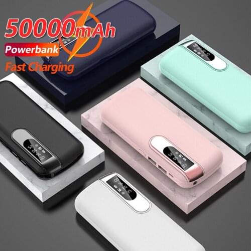 2021 50000mAh Power Bank LED Display 2USB Fast Charging Phone Charger Portable External Battery for Xiaomi IPhone Samsung Huawei