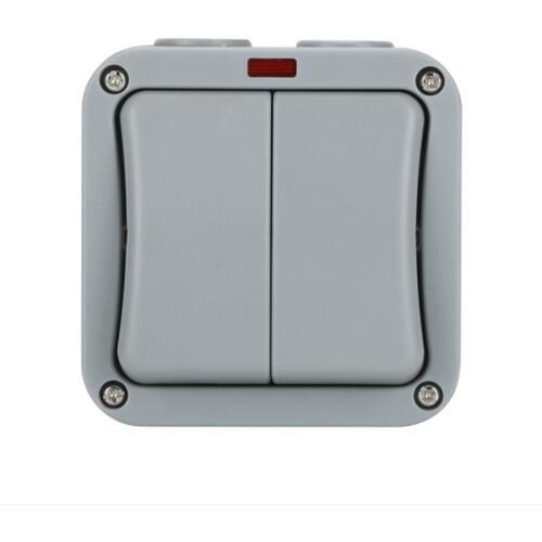 CE Certification IP66 Level Waterproof Dust-proof Outdoor External Wall Switch 2 Gang Push Button Light Switch