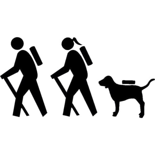 PLAY COOL Car Sticker Funny Fashion Couple Hiking Dog Backpack Camping Family Exterior Accessories Vinyl Decals for Lada Granta