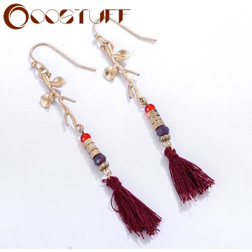 Trend Gold Leaf Drop Decorative Earrings with Beads Vintage Jewelry for Women Suspension Pendientes brincos Korean Accessories