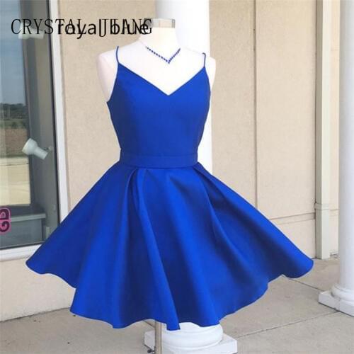 Royal Blue Homecoming Dresses Sexy V Neck Spaghetti Straps Mini vestidos cortos 8 Grade Graduation Dresses 2018