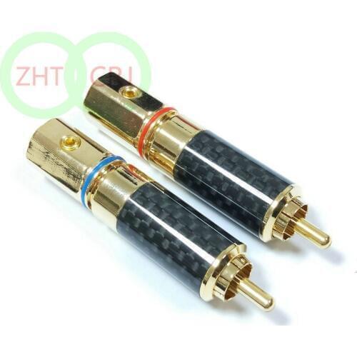 100PCS Copper Gold Plated RCA Connector Audiophile Plug Solder DIY New