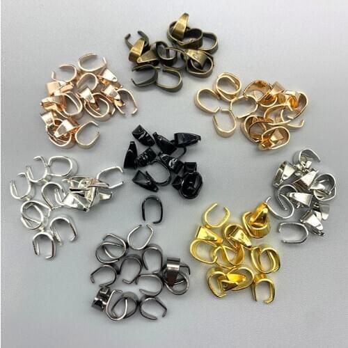 100Pcs Multicolor Pinch Bail Clasp Necklace Pendant Clips Bracelet Charms Hook Connector For DIY Jewelry Making Finding Supplies