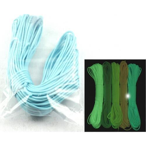 25FT 9 Strand Glow Paracord Parachute Cord 550Luminous Bracelet Line Strong Camping Lanyard Rope Equipment Outdoor Survival Tool