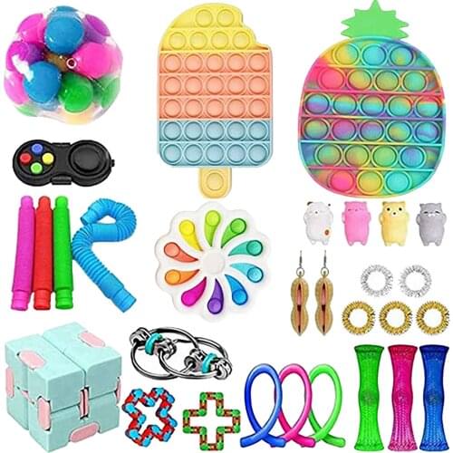 30Pcs/set Fidget Toys Anti Stress Set Stretchy Strings Push Gift Adults Children Squishy Sensory Antistress Relief Figet Toys