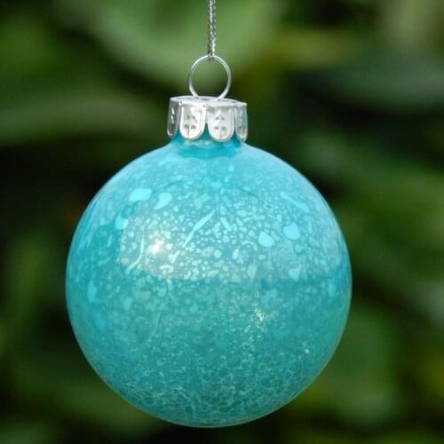 30pcs/pack Diameter=6cm Sky Blue Series Ground Silver Hand Made Glass Globe Christmas Day Hanging Ball Pendant Home Decoration