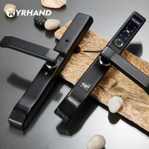 304 Stainless Steel Aluminum Fingerprint lock for sliding door in Black color