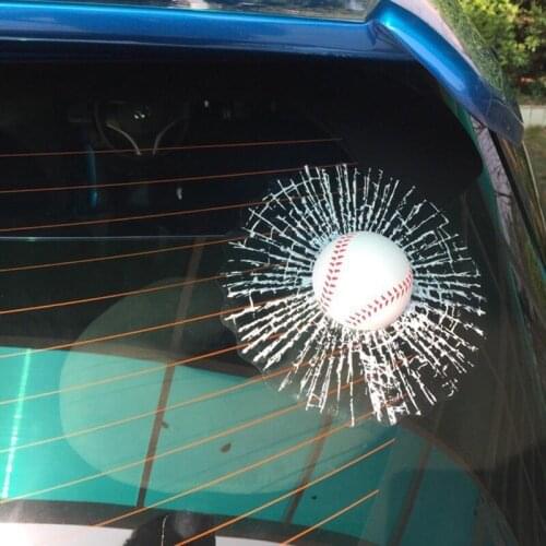 3D Simulation Ball Hits Glass Car Stickers Creative Car Body Window Decal For Car Styling Decoration Accessories Novelty Gifts