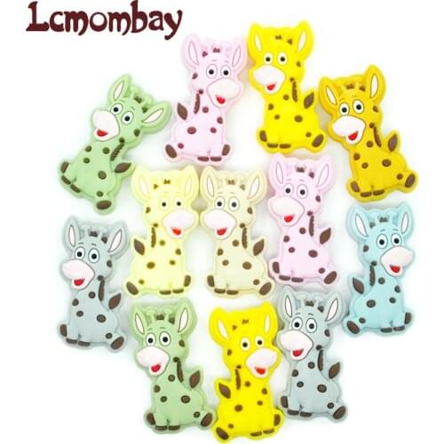 50Pcs Giraffe Shape Silicone Beads Baby Molar Teether Bead DIY Pacifier Chain Jewelry Accessories