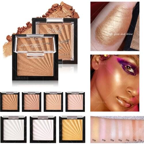 7 cores shimmer highligter paleta clarear bronzeador facial alto brilho destaque maquiagem iluminador rosto luz alta