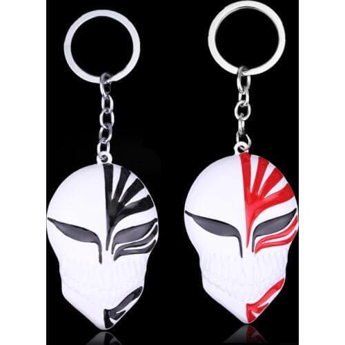 Anime BLEACH Mask Keychain Kurosaki ichigo Keyring Gift Key Chain Ring Holder for Men Car Souvenirs Accessories Figure Toys Doll