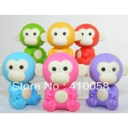 Free shipping Cute Monkey King Eraser 16pcs/lot Creative School Children Stationery Eraser