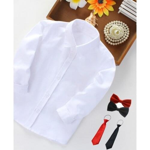 Baby Toddler Teenage Clothes School Uniform Boys Shirts White Long Sleeve Turn-down Collar Kids Shirt For Boys Children Tops