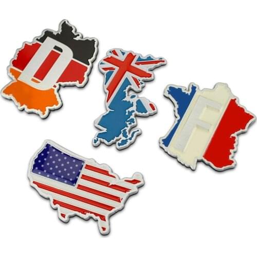 Noizzy Nation Flag Territory Car Emblem A-Alloy Germany France UK United States Land Motorcycle Accessories Tuning Car Styling