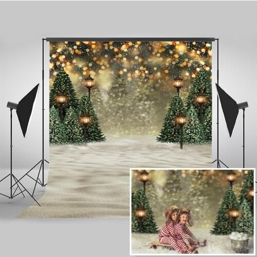 Christmas Winter Snow Photography Background Photophone Christmas Tree Decor Backdrop Flash Bokeh Backgrounds for Photo Studio