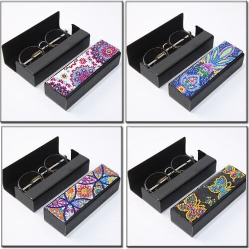 DIY Diamond Painting Eye Glasses Storage Box Travel Leather Sunglasses Case Special Shaped Diamond Storarage Box Birthday Gifts