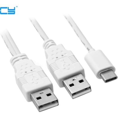 USB 3.1 Type C USB-C to Dual A Male Extra Power Data Y Cable for Cell Phone & Hard Disk