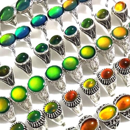 20pcs/lot Man Woman Change Color Mood Ring Emotional Temperature Sensitive Glazed Male Female Fashon Ring Bagues Jewelry