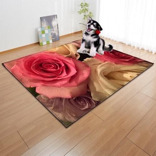 Valentines Day Rose Carpet Living Room Bedroom Rug Flower Children Room Large Rug Parlor Soft Baby Home Lover Floor Mat
