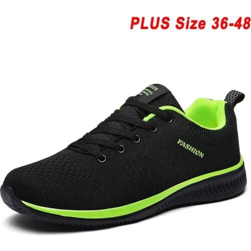 Big Size Summer Light Weight Sneakers Male Sports Shoes for Men Sport Shoes Man Running Shoes Husband Black Green Flat GMB-1897