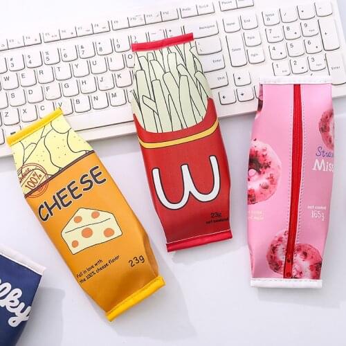 Cartoon Snack Pencil Case Cute French Fries Cheese Pencil Pouch Kawaii Stationery Bag Korean Stationery