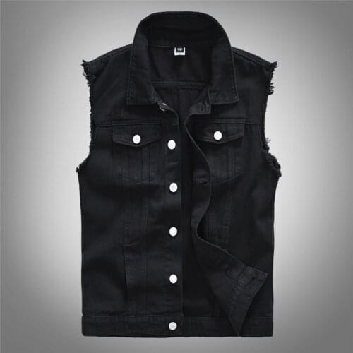 Korean Style Fashion Designer Men Vest Plus Size M-5XL Slim Fit Casual Cotton Denim Vest Men Streetwear Sleeveless Punk Jackets