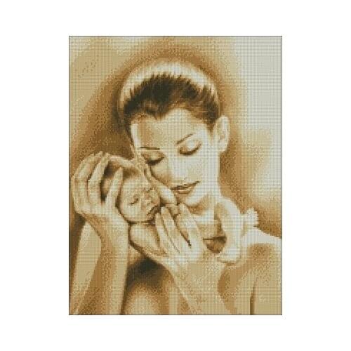 Top Quality Lovely Hot Sell Counted Cross Stitch Kit Mother and New Born Baby Child Infant Tender Sweet Love