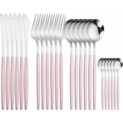 Cutlery Set Silverware Set Dinner Dinnerware Set Forks Knives Spoons Tableware 18/10 Stainless Steel Flatware 24Pcs Dropshipping