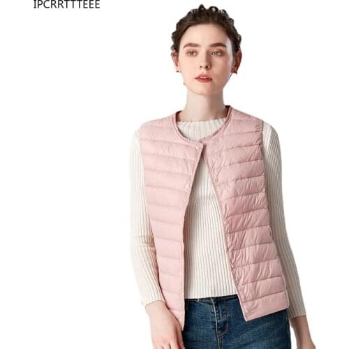 New 2021 Lightweight Windproof Warm Waistcoat Portable Women Sleeveless Womens Ultra Light Down Vests Slim Jacket