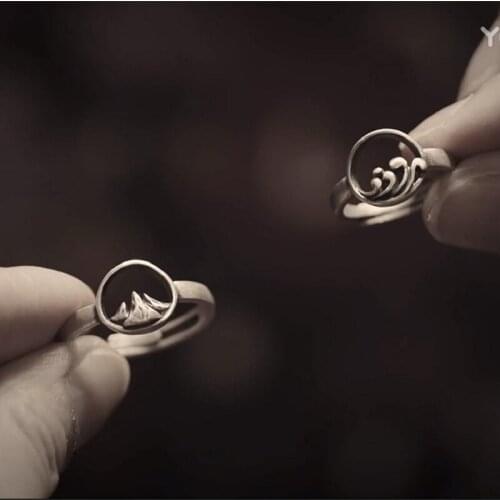 S925 Sterling Silver Couple Rings Sterling Silver Men And Women A Pair Of Eachother Retro Couple Ring Creative Ethnic Style Ring