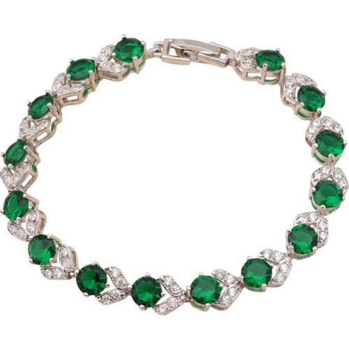 Attractive charm bracelets for women Zircon Green crystal white Gold tone wholesale & retail Fashion jewelry TB532A