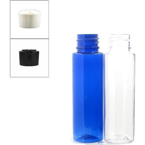 30ml empty clear/blue Cylinder Plastic Bottles pet bottle with black/white spouted cap 10pc