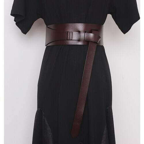 Luxury Designer Brand Genuine Leather Belts For Women Soft Wide Long Belts Fashion Waistband Waist Harness Belt Dress Suspenders