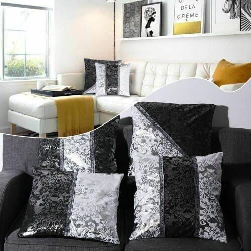 Luxury Vintage Black Silver Floral Cushion Cover Pillow Case For Car Sofa Decor Pillowcase Home Decorative Pillow Cover 45x45cm