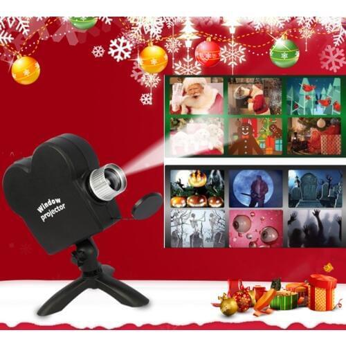 Christmas Halloween Laser Projector 12 Movies Mini Window Home Theater Projector Indoor Outdoor Wonderland Projector For Kids