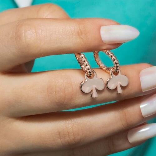 Bulk Clip-On Rose Color 925 K Silver Clover Earrings