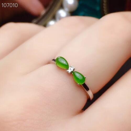 Spinage green Hetian Jasper ring with 925 silver